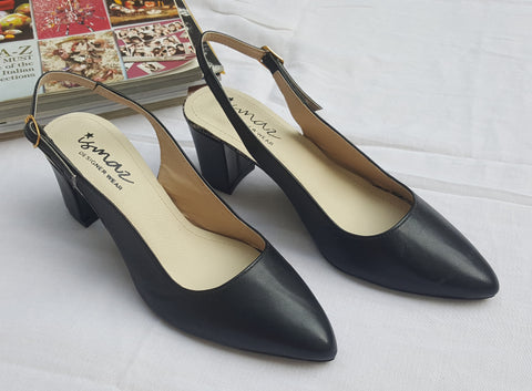 Black & Warm Taupe Court Shoes